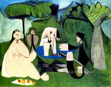 Pablo Picasso Painting - Almuerzo sobre la hierba Manet 1 1960 Pablo Picasso